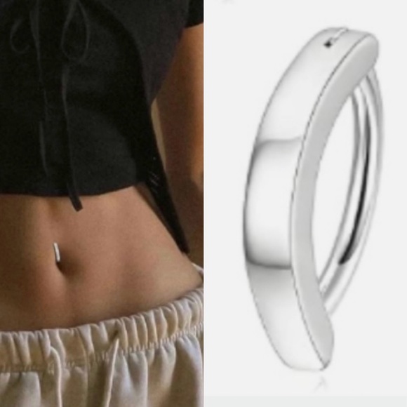 💞 New Hypoallergenic Silver Surgical Steel 14G Clicker Belly Button Navel Ring - Picture 1 of 2